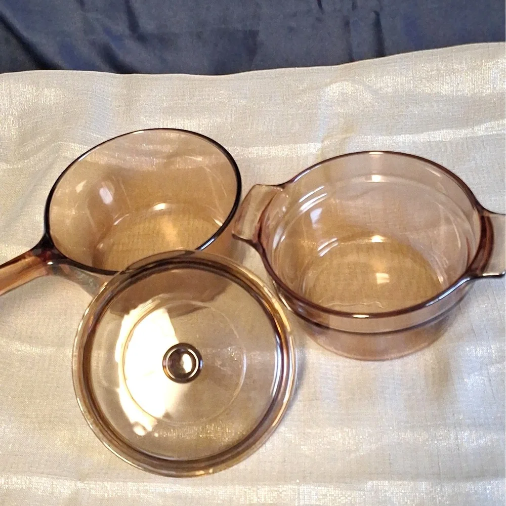 Visions Ware Corning 1.5 L Glass Double Boiler V-20-B Sauce Pan Pot Amber France